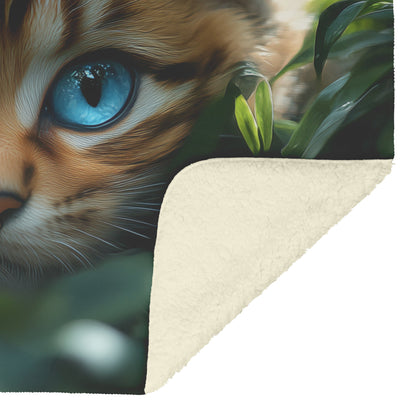 Cute Blue Eyed Kitten Cozy Fleece Sherpa Blanket - Awakening Righteousness