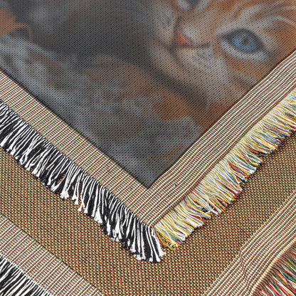Cute Playful Orange Kittens in Forest Cozy Woven Throw Blanket - Awakening Righteousness