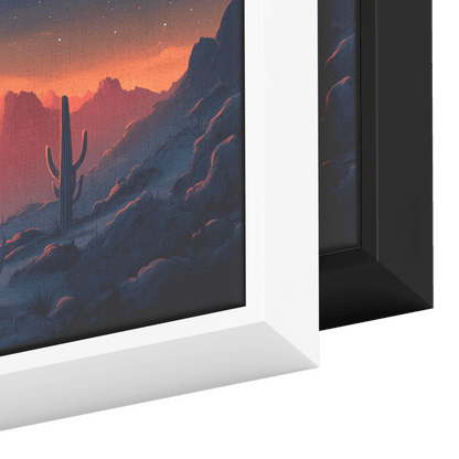 Desert Scene Serene Landscape Abstract Cacti Silhouettes Pale Beige Mountains Ultra High Definition Panoramic Framed Canvas Wall Art - Awakening Righteousness
