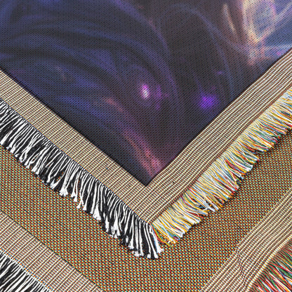 Divine Holy Female Night Elf Woven Throw Blanket WoW Fantasy Art Inspired Ethereal Beauty For Home or Gift - Awakening Righteousness