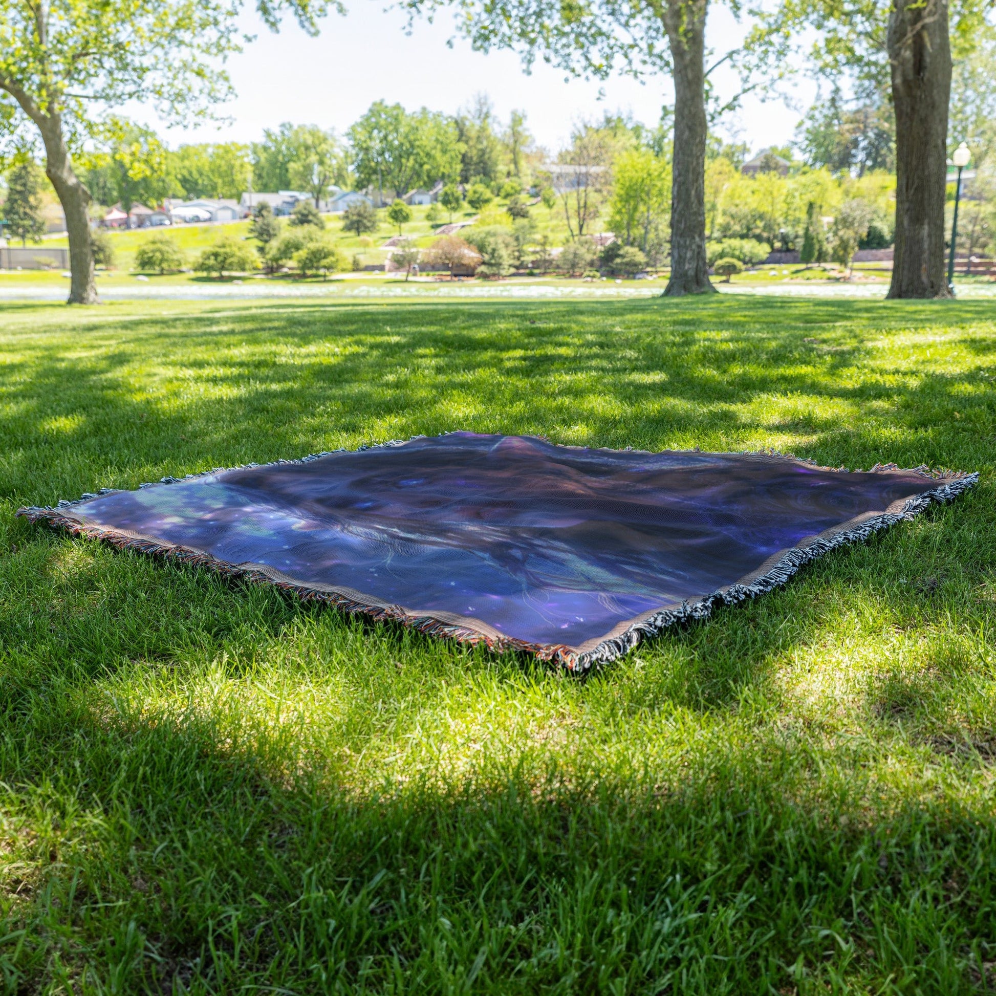 Divine Holy Female Night Elf Woven Throw Blanket WoW Fantasy Art Inspired Ethereal Beauty For Home or Gift - Awakening Righteousness