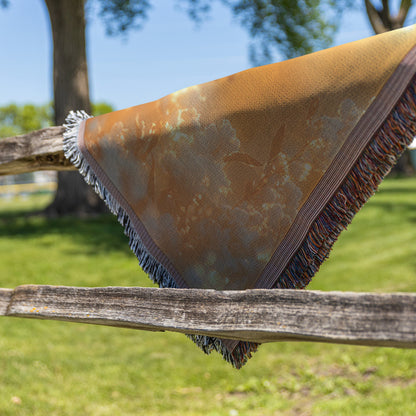 Dove of Peace Flying with Olive Branch Surrounded by Golden Light Woven Throw Blanket for Home Decor - Awakening Righteousness