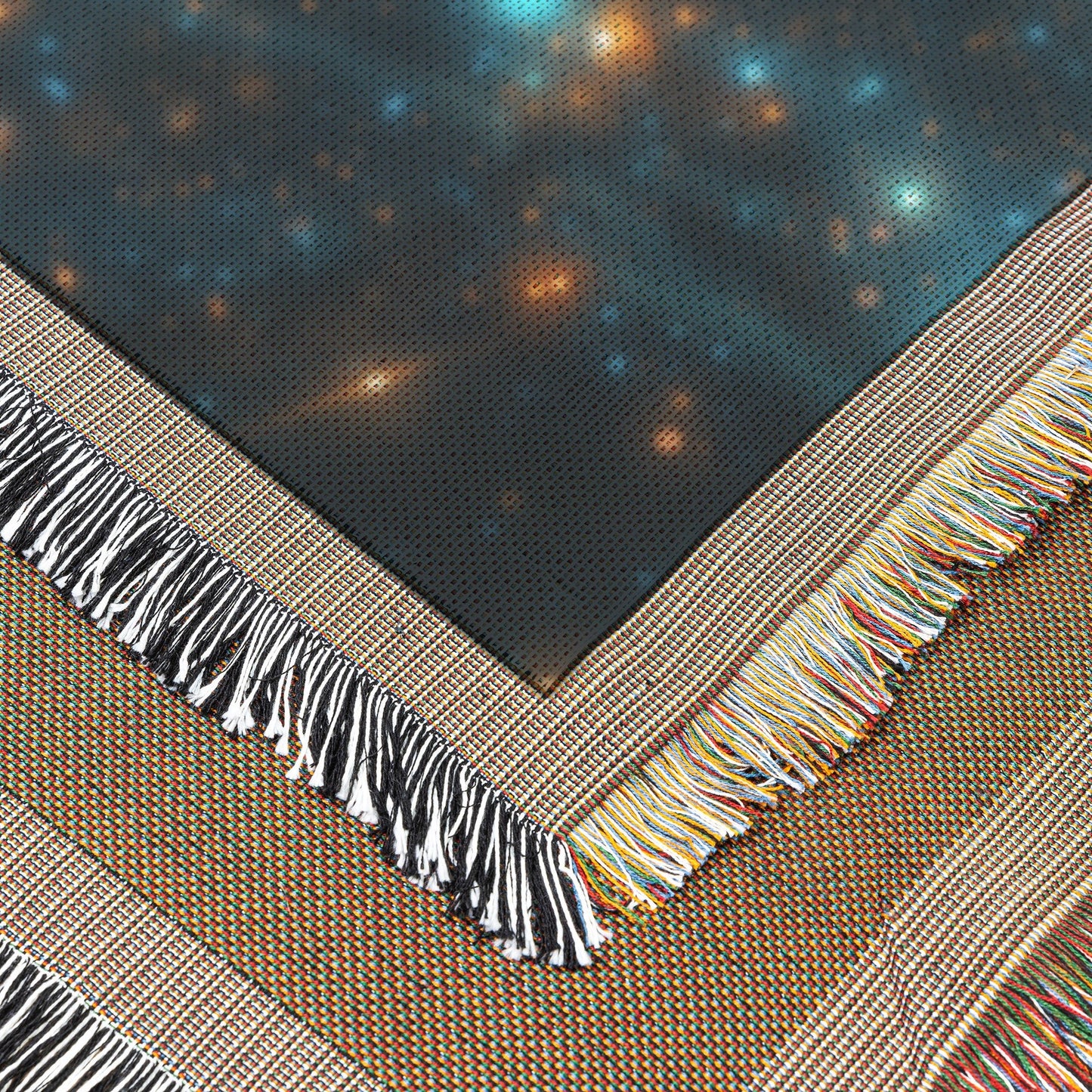 Dreamy Starry Night Woven Throw Blanket Featuring a Young Girl Gazing at the Cosmic Sky for Magical Home Decor - Awakening Righteousness