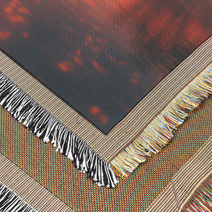 Elephant Walking Peacefully Across Glowing River Under Twilight Sky with Vibrant Water Reflection Woven Throw Blanket - Awakening Righteousness