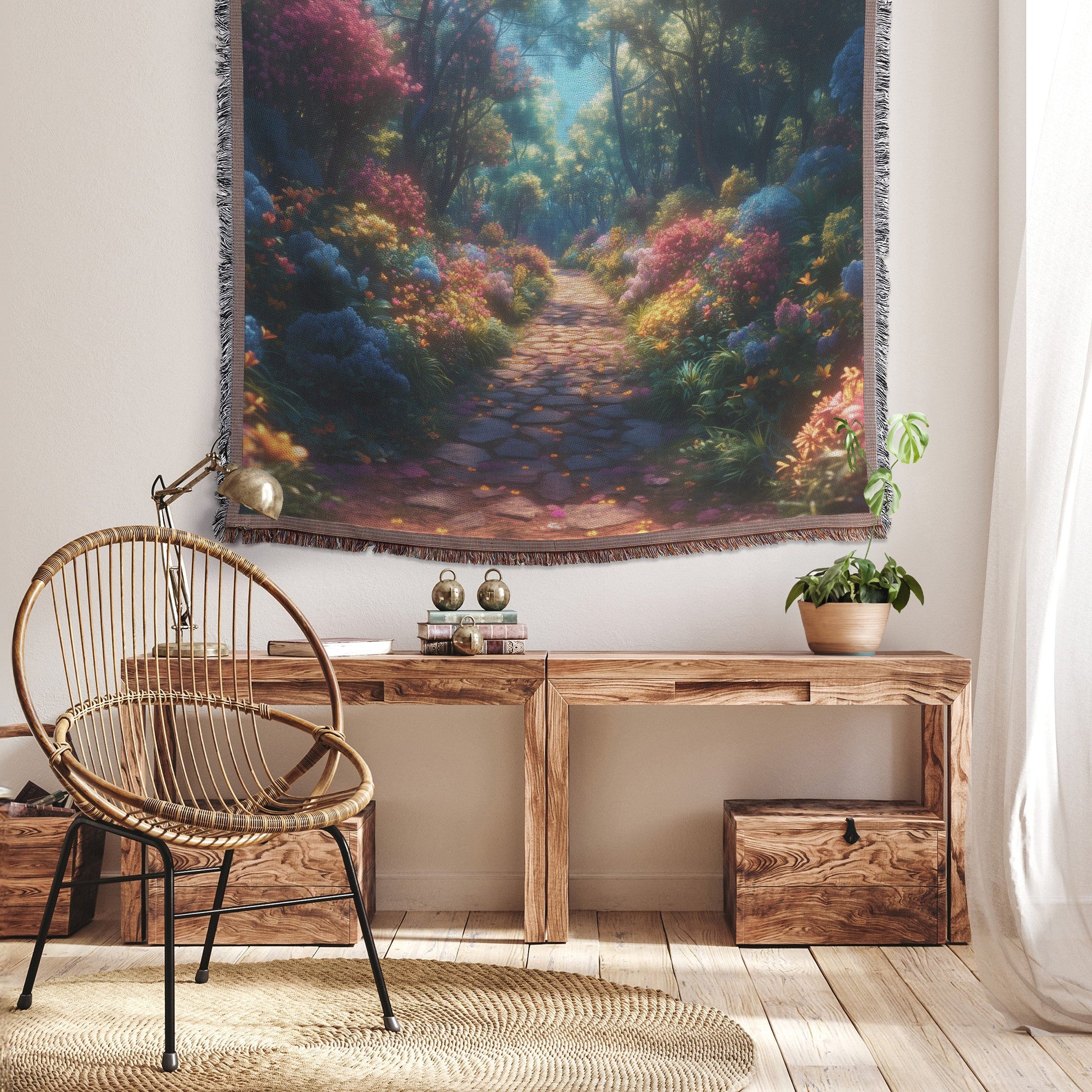 Enchanting Garden Path Woven Throw Blanket - Awakening Righteousness