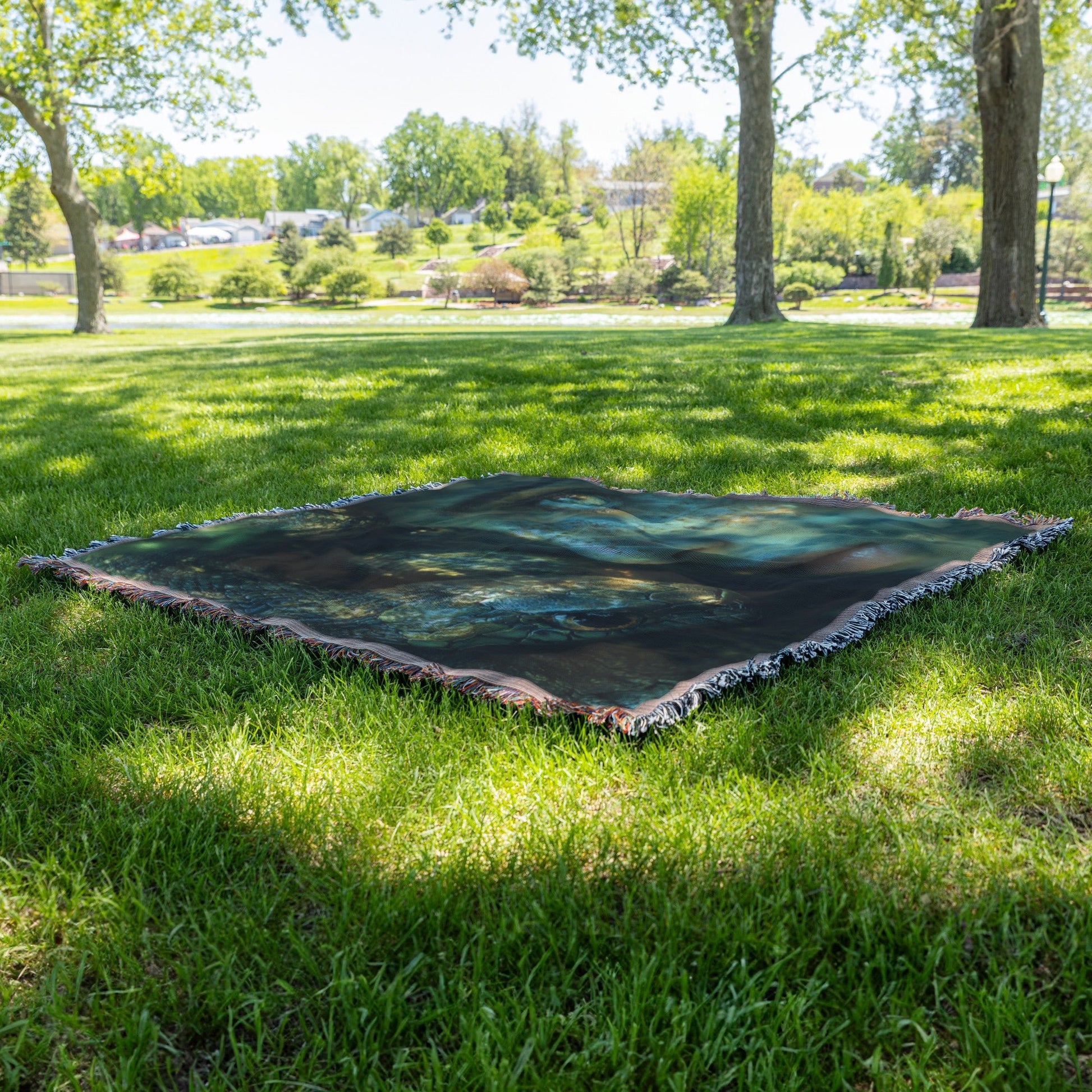 Eve and Serpent in the Garden of Eden with Glowing Eyes Woven Throw Blanket for Home Decor - Awakening Righteousness