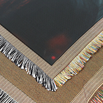 Eve Holding Glowing Apple in Mystical Forest Woven Throw Blanket - Awakening Righteousness
