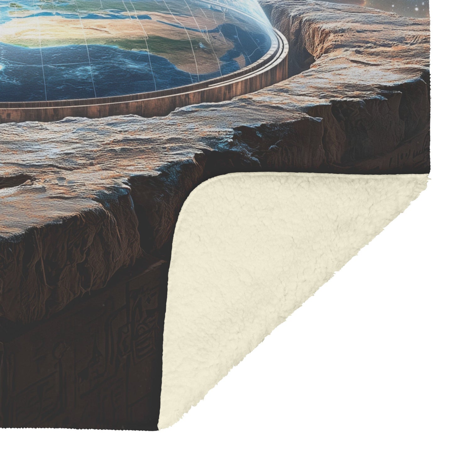 Flat Earth Firmament Egyptian Hieroglyph Stone Fleece Sherpa Blanket - Awakening Righteousness