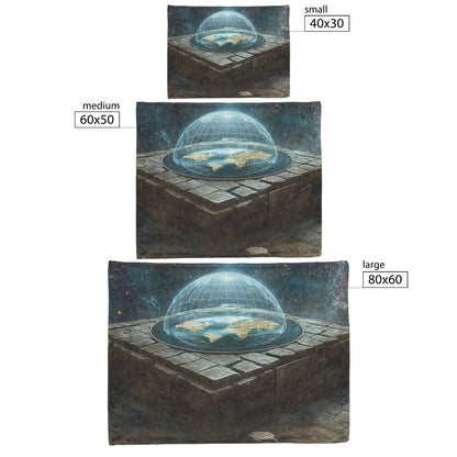 Flat Earth Firmament on Hieroglyph Carved Stone Bricks Starry Cosmos Cozy Fleece Sherpa Blanket - Awakening Righteousness