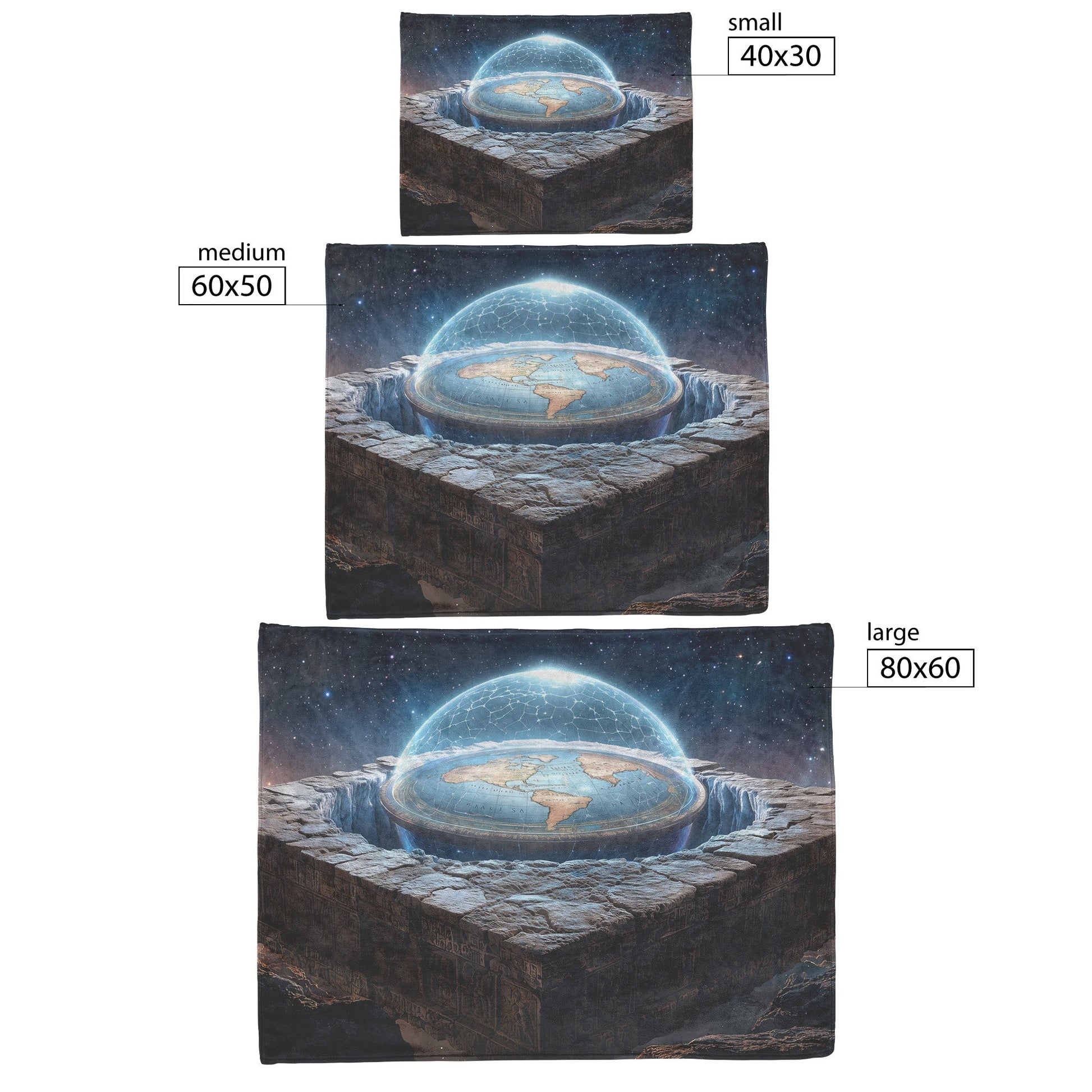 Flat Earth Firmament Resting on Ancient Stone Bricks with Starry Cosmos Background Cozy Fleece Sherpa Blanket - Awakening Righteousness