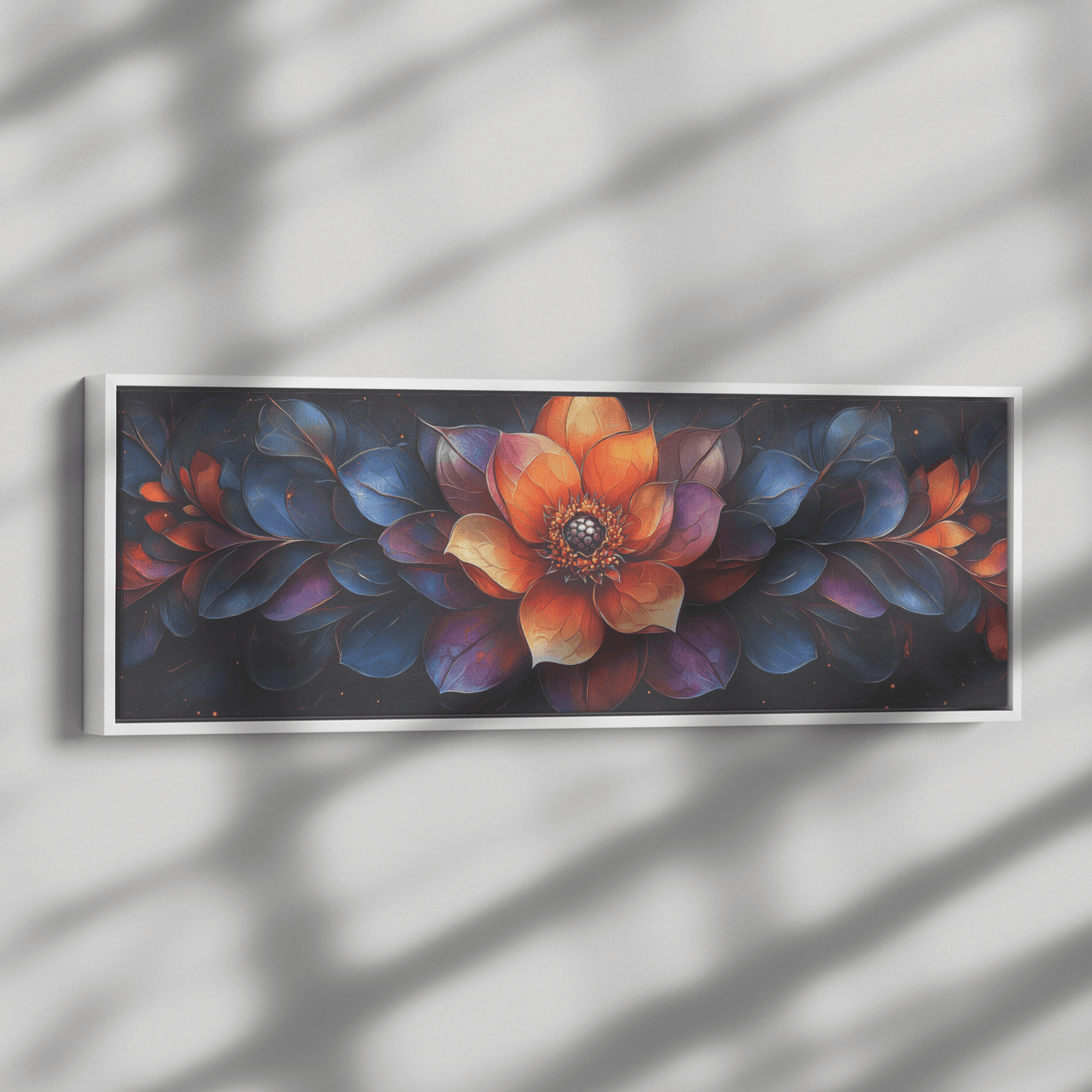 Floral Mandalas Geometric Symmetry Stained Glass Panoramic Framed Canvas Wall Art for Home and Office Decor - Awakening Righteousness