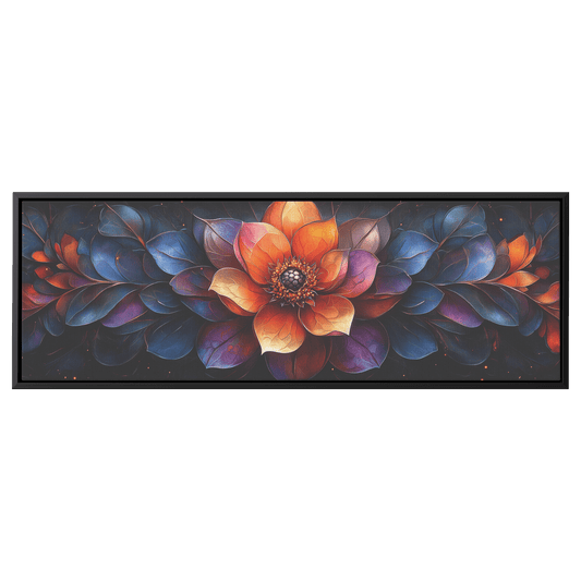 Floral Mandalas Geometric Symmetry Stained Glass Panoramic Framed Canvas Wall Art for Home and Office Decor - Awakening Righteousness