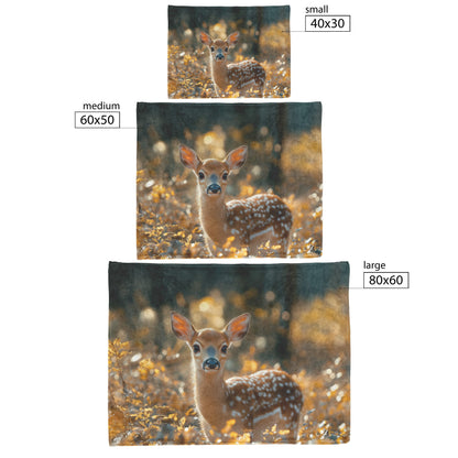 Gentle Fawn in Golden Autumn Forest Cozy Sherpa Fleece Blanket - Awakening Righteousness