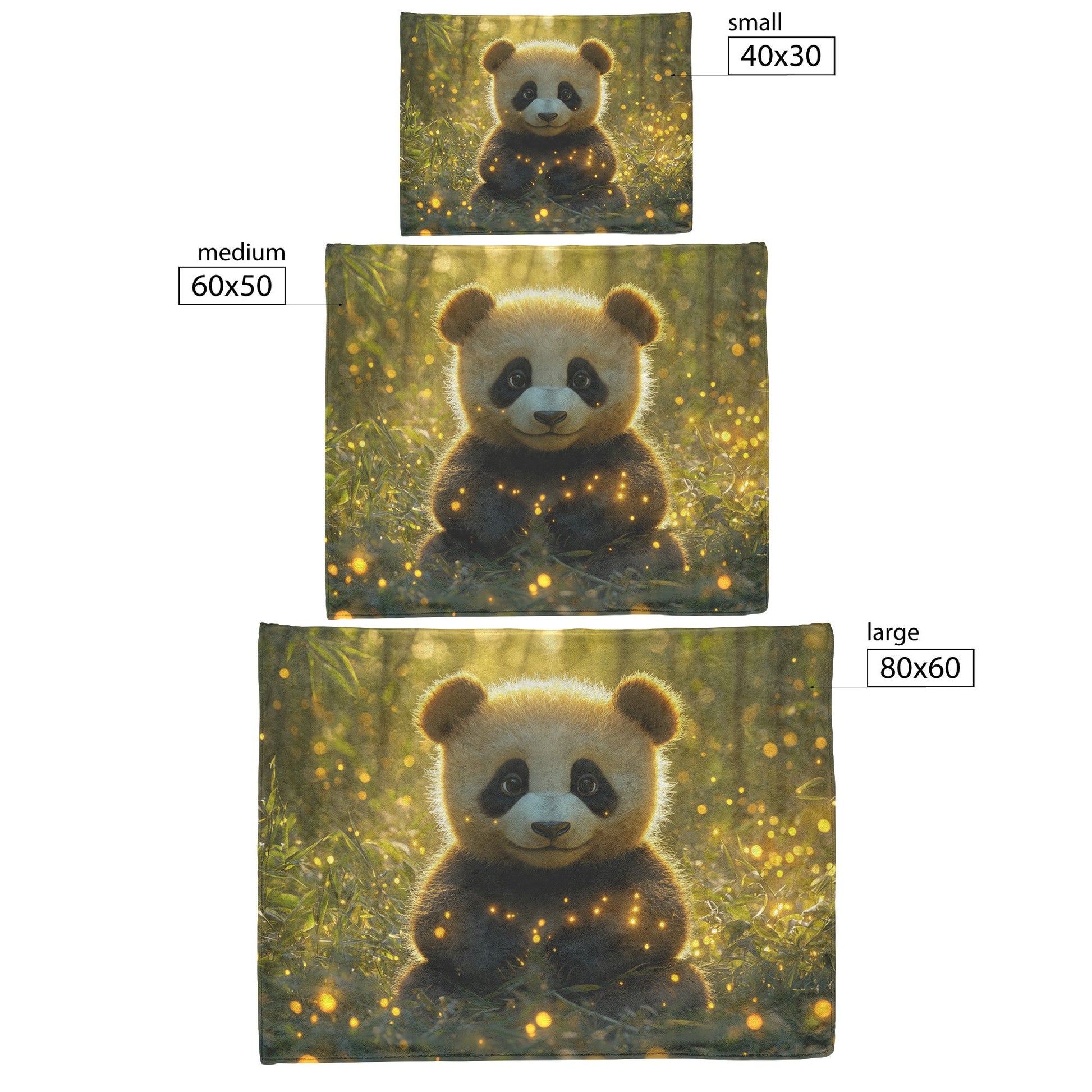 Giant Panda in Lush Bamboo Forest with Glowing Fireflies Soft Golden Sunlight Serene Nature Scene Sherpa Blanket - Awakening Righteousness