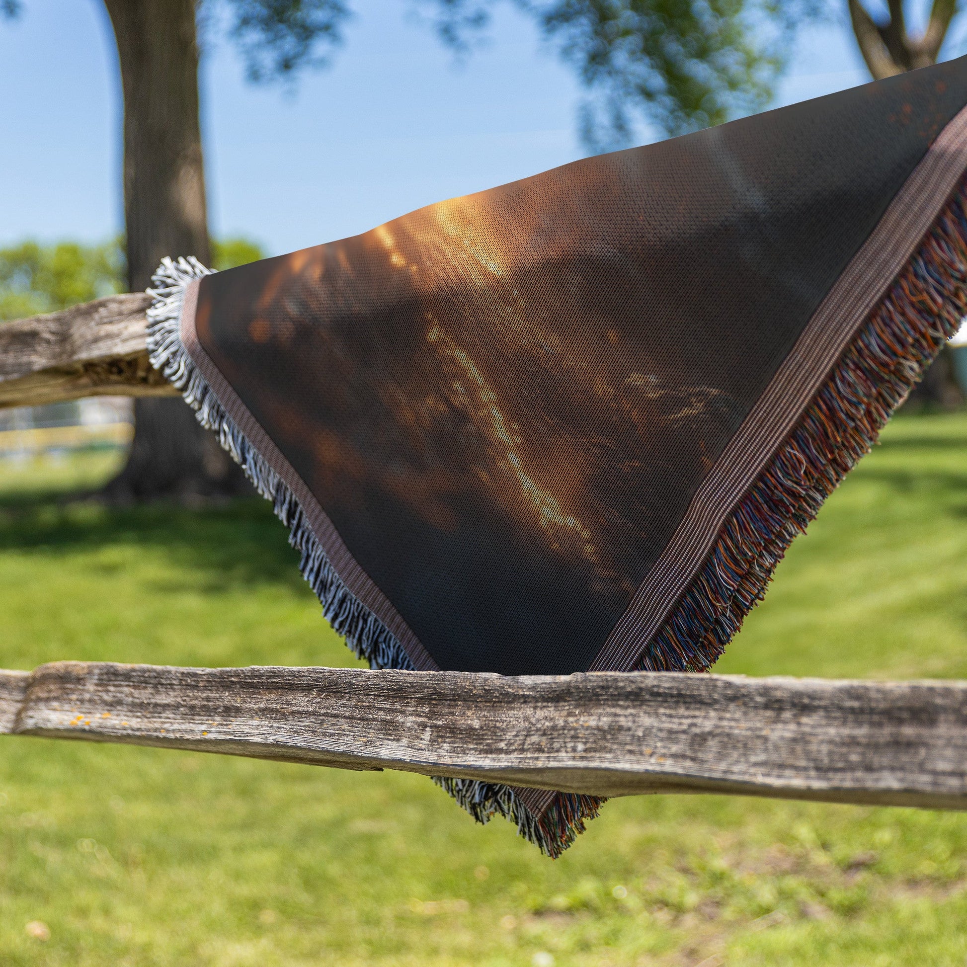 Glowing Cross Embedded in Tree Woven Throw Blanket for Inspirational Christian Home Decor and Cozy Comfort - Awakening Righteousness