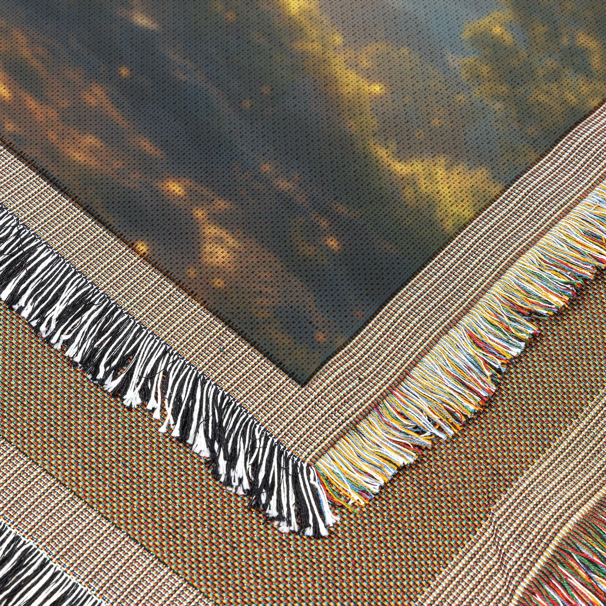Glowing Majestic Tree Of Life Sunlight and Floating Petals Woven Throw Blanket for Home Decor - Awakening Righteousness
