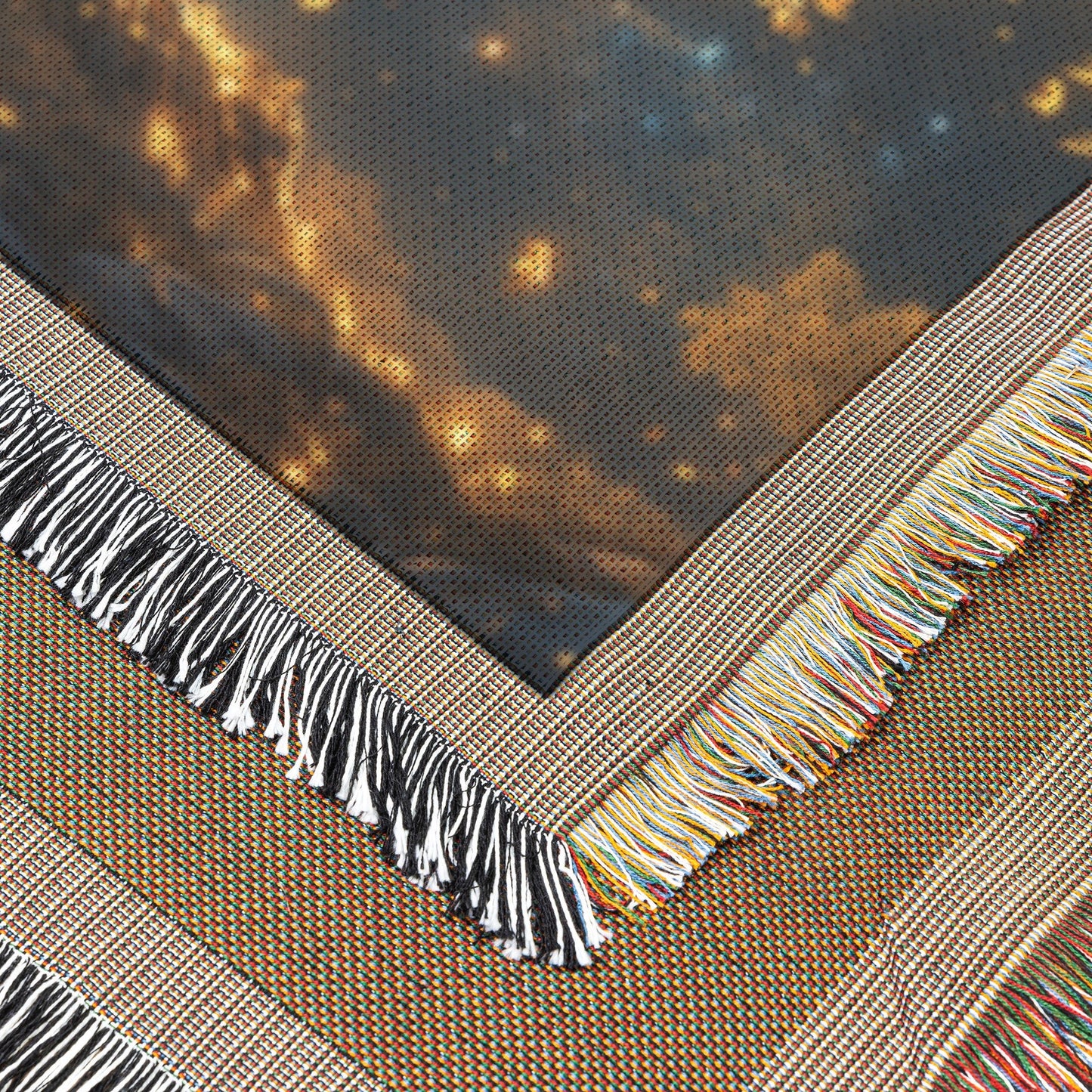 Glowing Tree of Life with Golden Leaves and Starry Sky Woven Throw Blanket for Cozy Home Decor - Awakening Righteousness