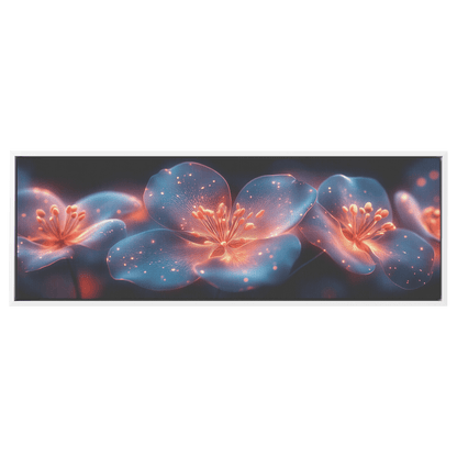 Gradient Colored Flowers Glowing Geometric Patterns Vivid Neon Like Gradients Ultra High Definition Panoramic Framed Canvas Wall ArtCanvasteelaunch