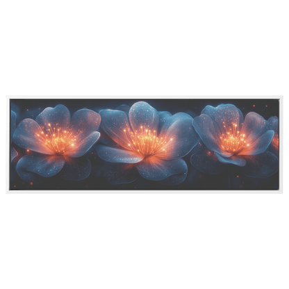Gradient Colored Flowers Glowing Geometric Patterns Vivid Neon Like Gradients Ultra High Definition Panoramic Framed Canvas Wall ArtCanvasteelaunch