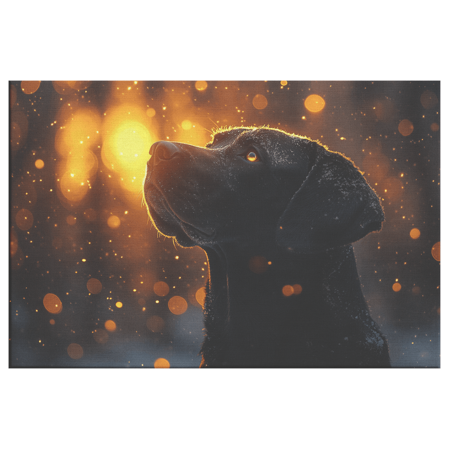 Great Dane In Snowy Forest Surrounded By Shimmering Textures And Radiant Golden Highlights Canvas Wall Art Decor - Awakening Righteousness