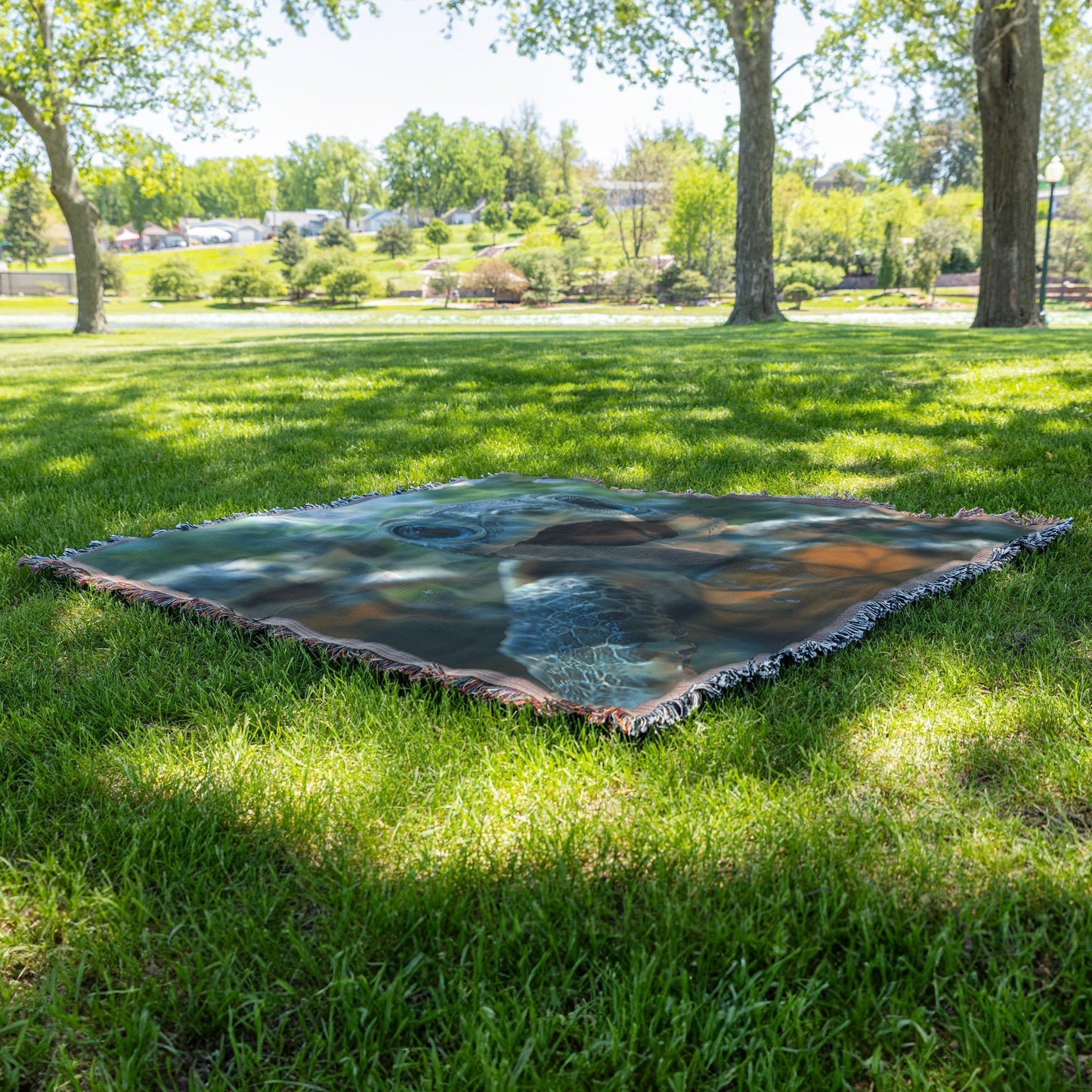 Happy Baby Turtles with Expressive Eyes in Serene Nature Cozy Woven Throw Blanket - Awakening Righteousness