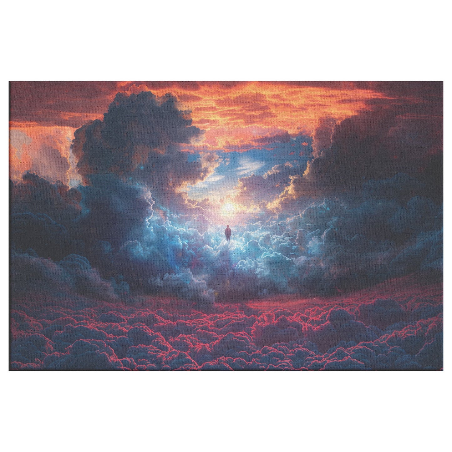 Heavenly Ascension Through Glorious Sunset Clouds Christian Canvas Wall Art Decor - Awakening Righteousness