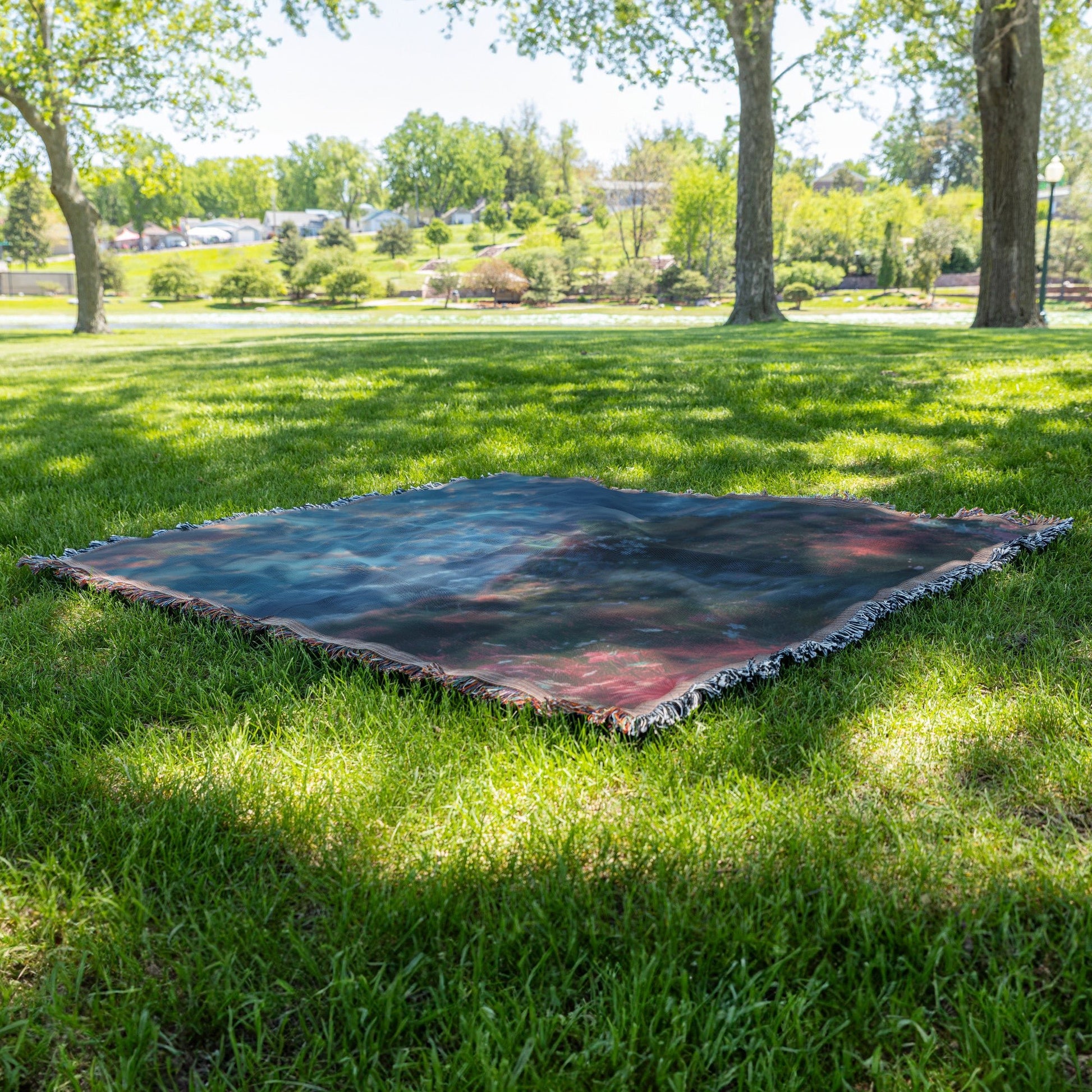 Hill of Faith Woven Throw Blanket Cross with Sunset and Wildflowers Christian Inspirational Home Decor or Gift - Awakening Righteousness