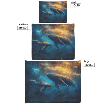 Humpback Whale Breaching Ocean Surface Golden Sunset Glowing Water Droplets Fleece Sherpa Blanket - Awakening Righteousness