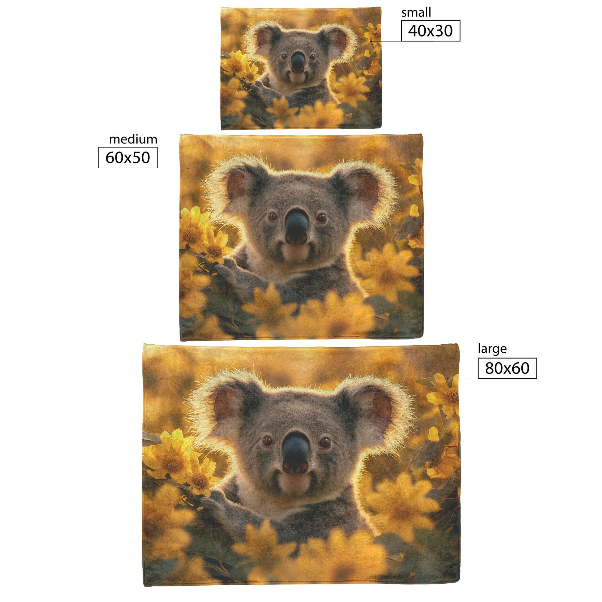 Koala Peeking Behind Tree Surrounded by Blooming Flowers Under Golden Sunlight Peaceful Natural Scene Blanket - Awakening Righteousness
