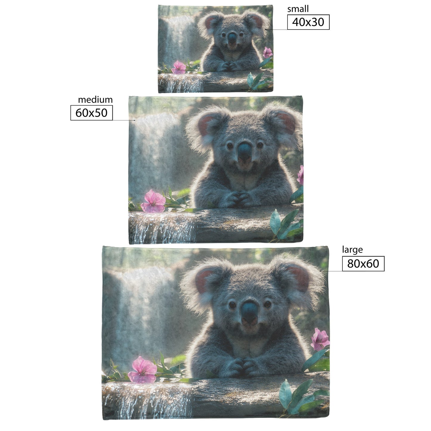 Koala Sitting Near Glowing Waterfall Under Soft Morning Mist Natural Magical Atmosphere Fleece Sherpa Blanket - Awakening Righteousness