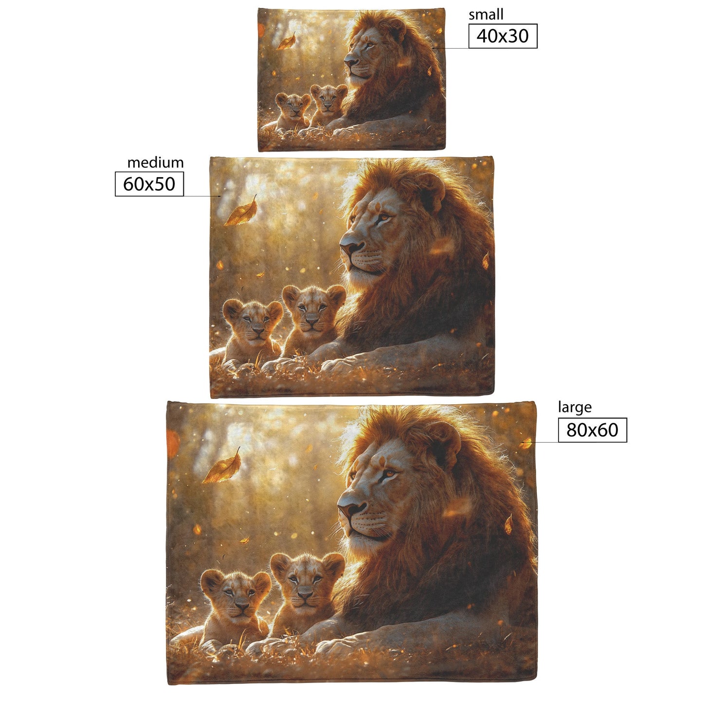 Lion Family Resting in Golden Grass with Morning Mist and Warm Sunlight Fleece Sherpa Blanket - Awakening Righteousness
