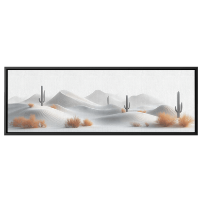 Minimalist Desert Scene Bold Cacti Silhouettes Muted Sand Dunes Soft Gray Sky Ultra High Definition Refined Textures Canvas Wall Art - Awakening Righteousness