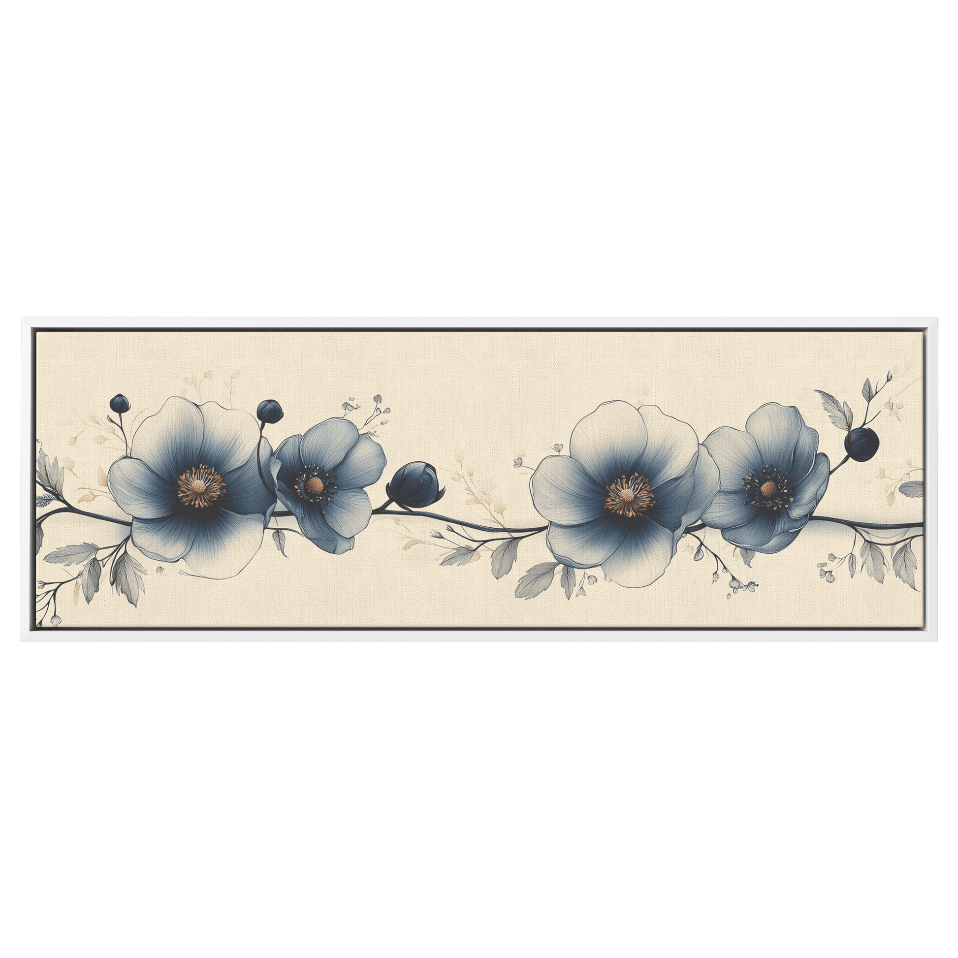 Minimalist Monochrome Line Art Flowers Solid Beige Background Ultra Clean Lines Modern Aesthetic Ultra High Definition Panoramic Framed Canvas Wall Art - Awakening Righteousness