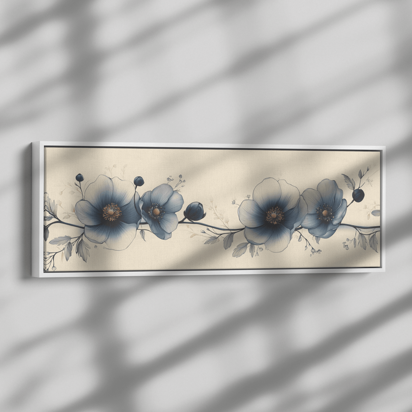 Minimalist Monochrome Line Art Flowers Solid Beige Background Ultra Clean Lines Modern Aesthetic Ultra High Definition Panoramic Framed Canvas Wall Art - Awakening Righteousness