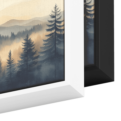 Minimalist Nature Artwork Distant Hills Tree Silhouettes Taupe Light Beige Tones Ultra High Definition Clean Design Panoramic Framed Canvas Wall Art - Awakening Righteousness