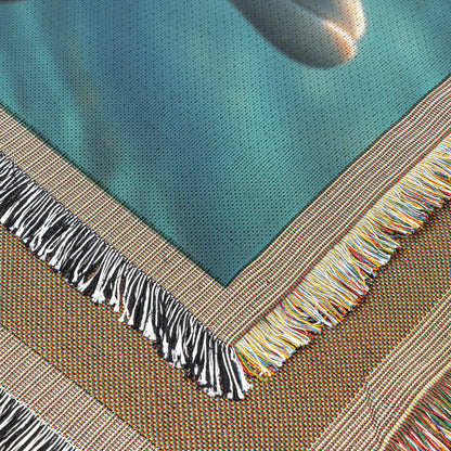 Mother Dolphin and Playful Calf in Sparkling Ocean Cozy Woven Throw Blanket - Awakening Righteousness
