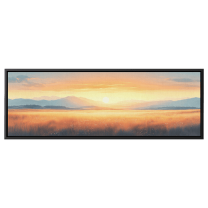 Neutral Toned Panoramic Illustration Open Field Subtle Gradients Beige Taupe Ultra High Definition Elegant Minimalism Panoramic Framed Canvas Wall Art - Awakening Righteousness