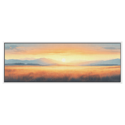 Neutral Toned Panoramic Illustration Open Field Subtle Gradients Beige Taupe Ultra High Definition Elegant Minimalism Panoramic Framed Canvas Wall Art - Awakening Righteousness
