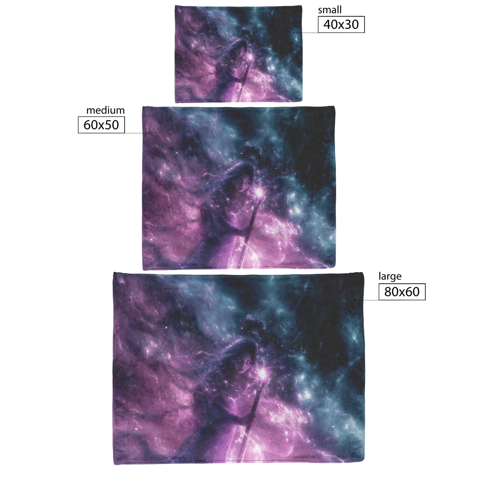 Night Elf Mage Fleece Sherpa Blanket Radiant Staff Silver Stars Purple Reflections Bold Inspiring WoW Design - Awakening Righteousness