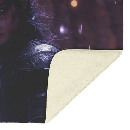 Night Elf Paladin Fleece Sherpa Blanket Glowing Shield Silver Highlights Shimmering Textures Elegant Inspiring Design - Awakening Righteousness