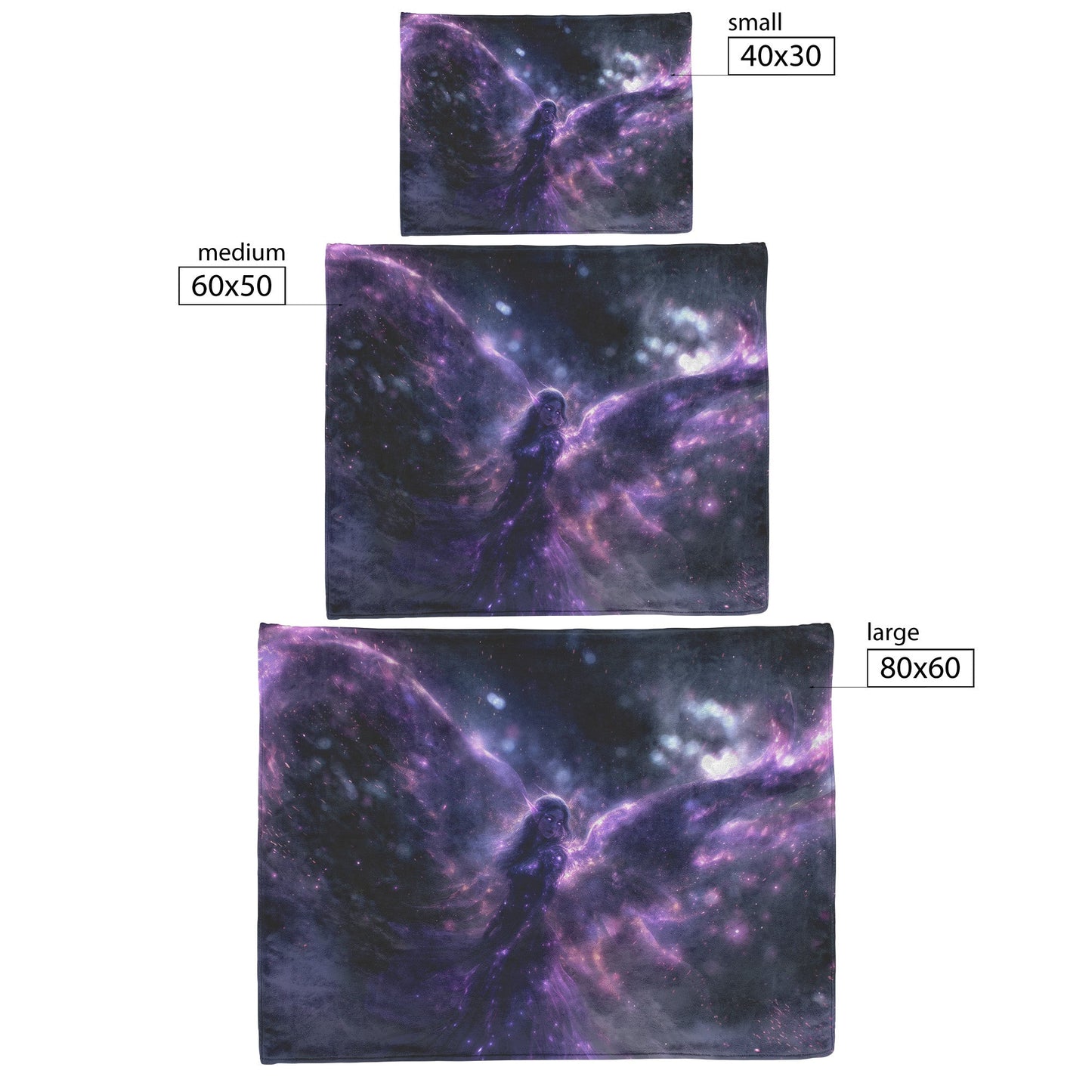 Night Elf Paladin Fleece Sherpa Blanket Purple Armor Radiant Wings Cosmic Stars Glowing Textures Serene Inspiring WoW Design - Awakening Righteousness