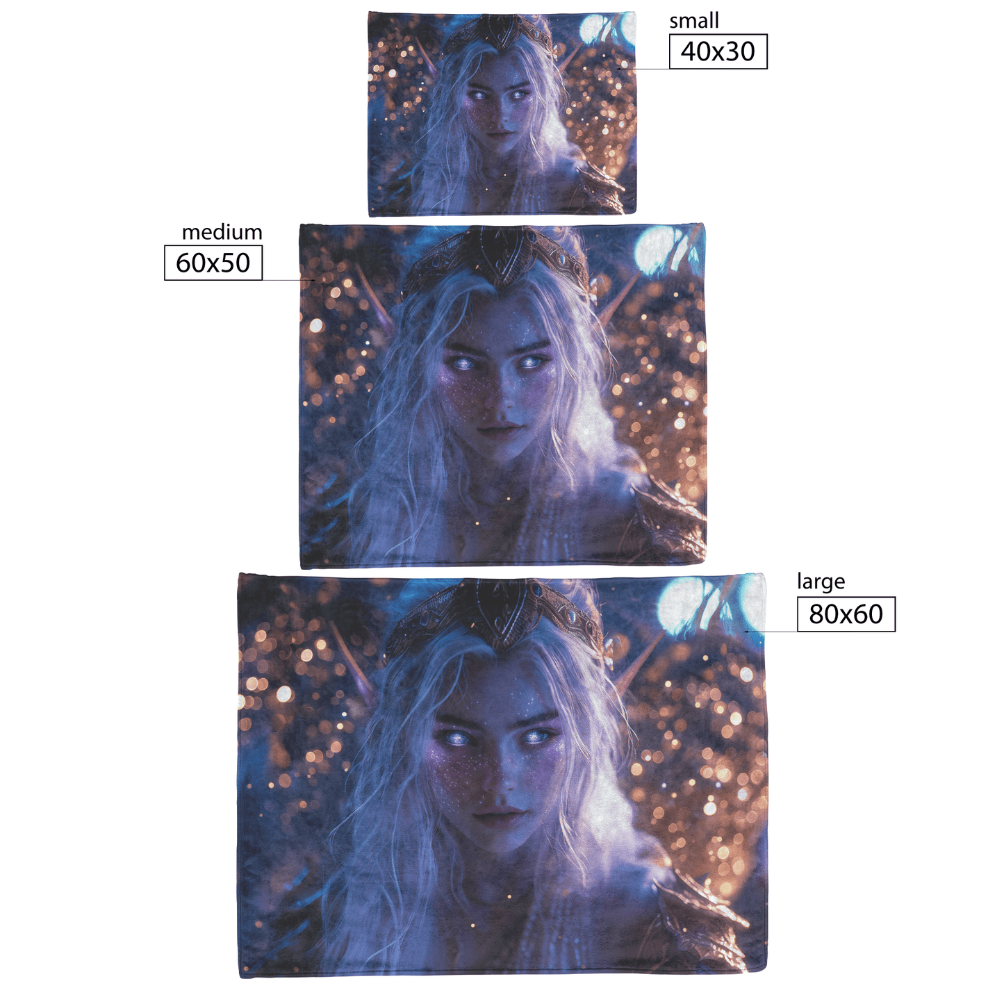 Night Elf Paladin Fleece Sherpa Blanket Purple Armor Radiant Wings Cosmic Stars Glowing Textures Serene Inspiring WoW Design - Awakening Righteousness