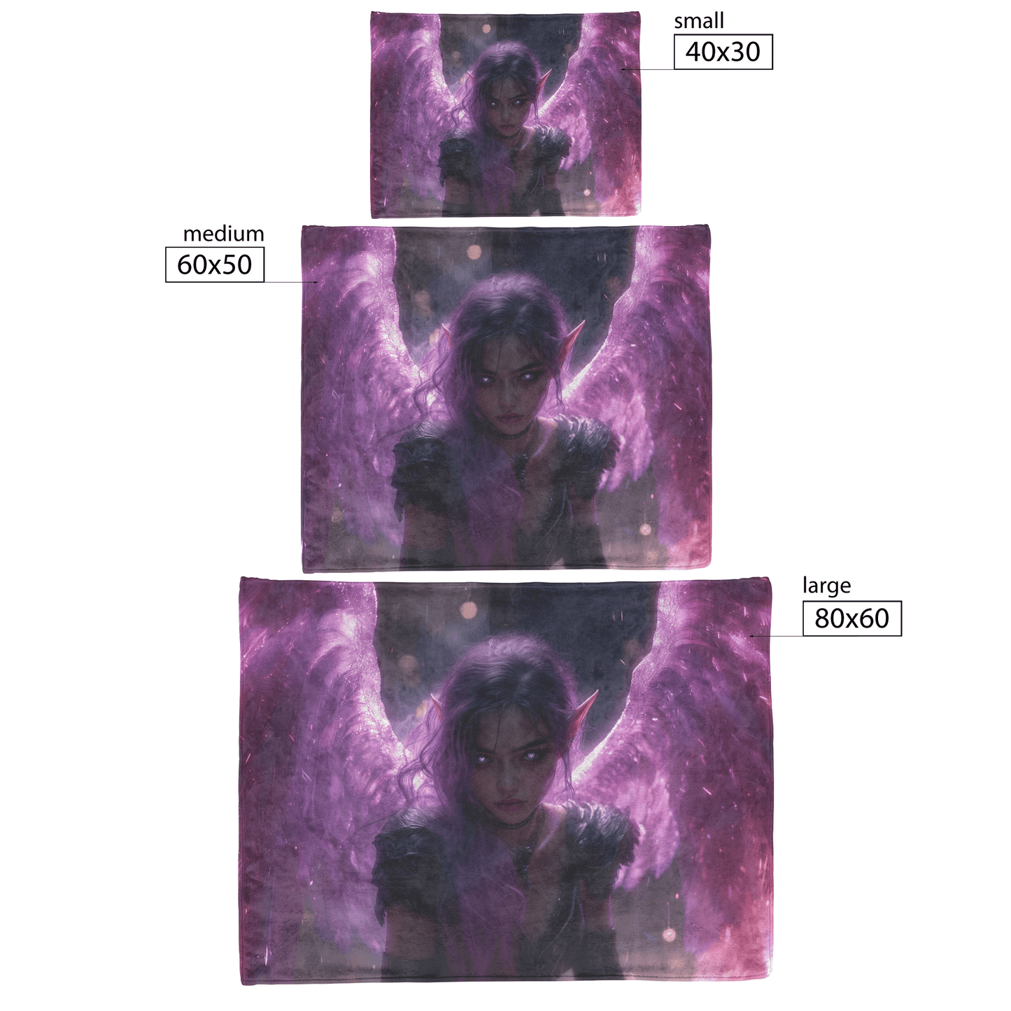 Night Elf Priest Fleece Sherpa Blanket Silver Wings Blessing Spell Purple Highlights Shimmering Textures Majestic Elegant - Awakening Righteousness