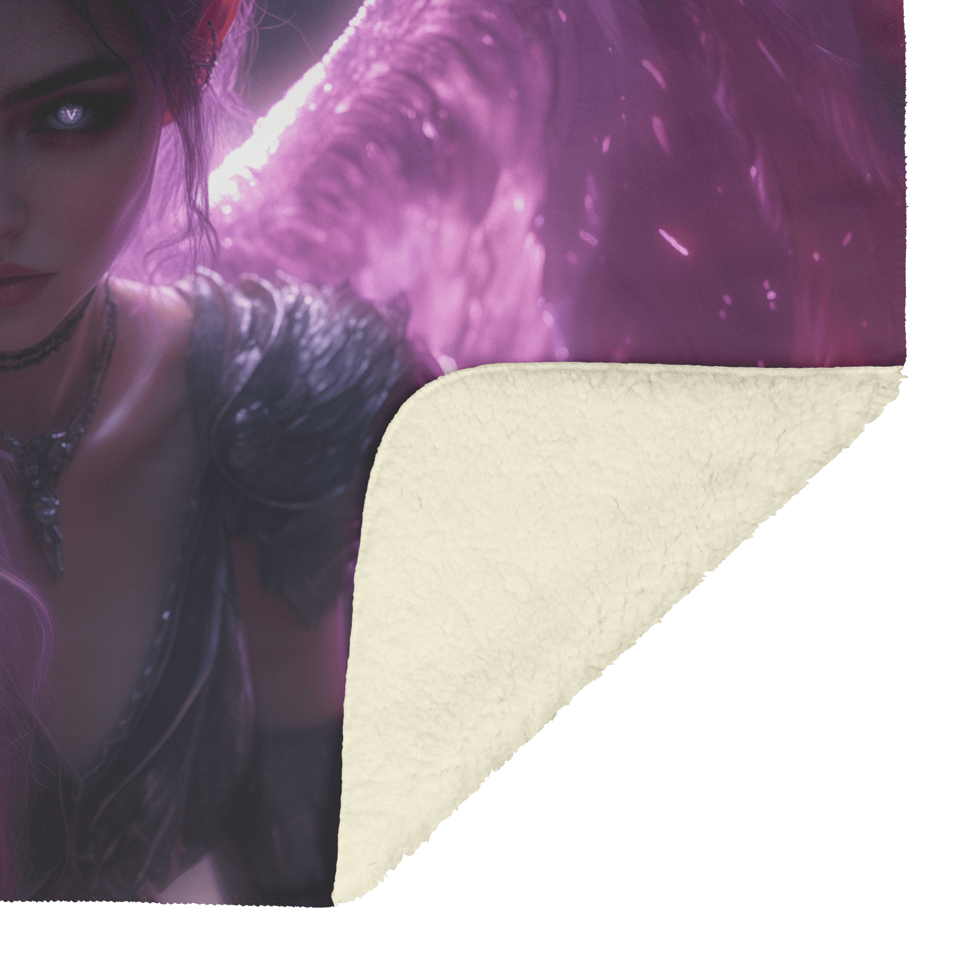 Night Elf Priest Fleece Sherpa Blanket Silver Wings Blessing Spell Purple Highlights Shimmering Textures Majestic Elegant - Awakening Righteousness