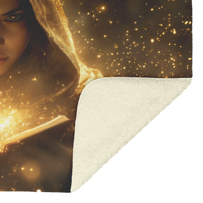 Night Elf Priest Fleece Sherpa Blanket Silver Wings Blessing Spell Shimmering Textures Purple Highlights Majestic Elegant WoW Design - Awakening Righteousness