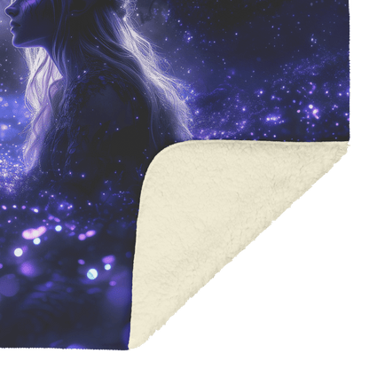 Night Elf Rogue Fleece Sherpa Blanket Glowing Forest Stars Light Trails Stealthy Majestic Design - Awakening Righteousness
