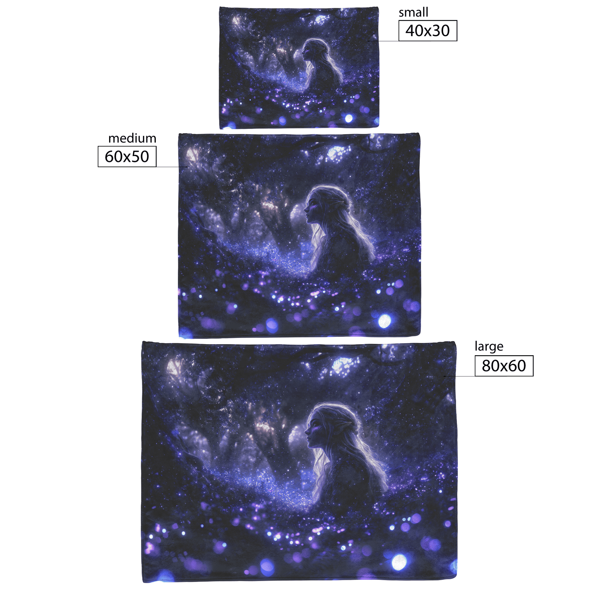 Night Elf Rogue Fleece Sherpa Blanket Glowing Forest Stars Light Trails Stealthy Majestic Design - Awakening Righteousness