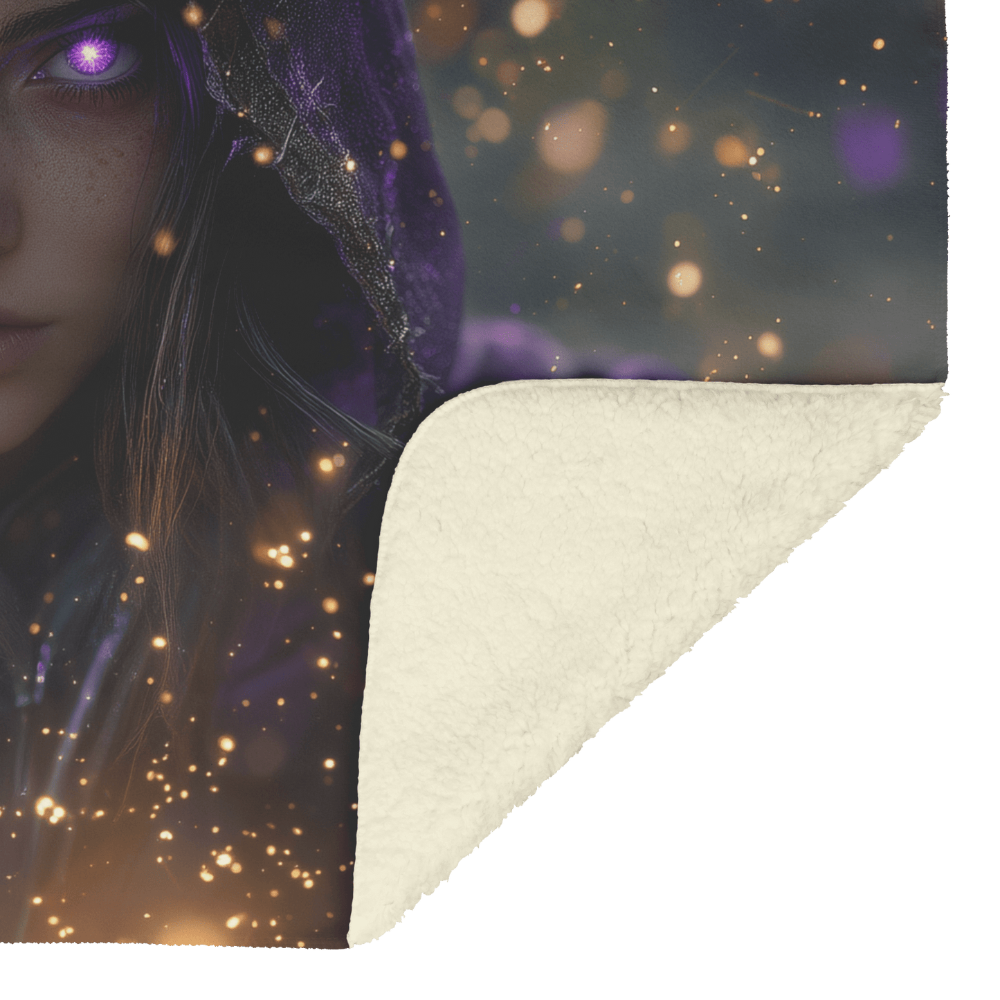 Night Elf Rogue Fleece Sherpa Blanket Hidden Shadows Shimmering Stars Cosmic Accents Bold Elegant WoW Design - Awakening Righteousness