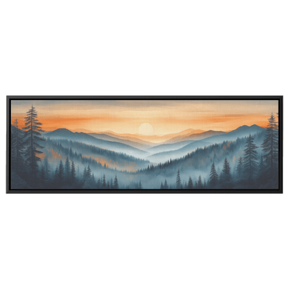 Panoramic Nature Illustration Rolling Hills Sparse Forests Minimalist Linework Soft Gray Beige Tones Ultra High Definition Serene Design Panoramic Framed Canvas Wall Art - Awakening Righteousness