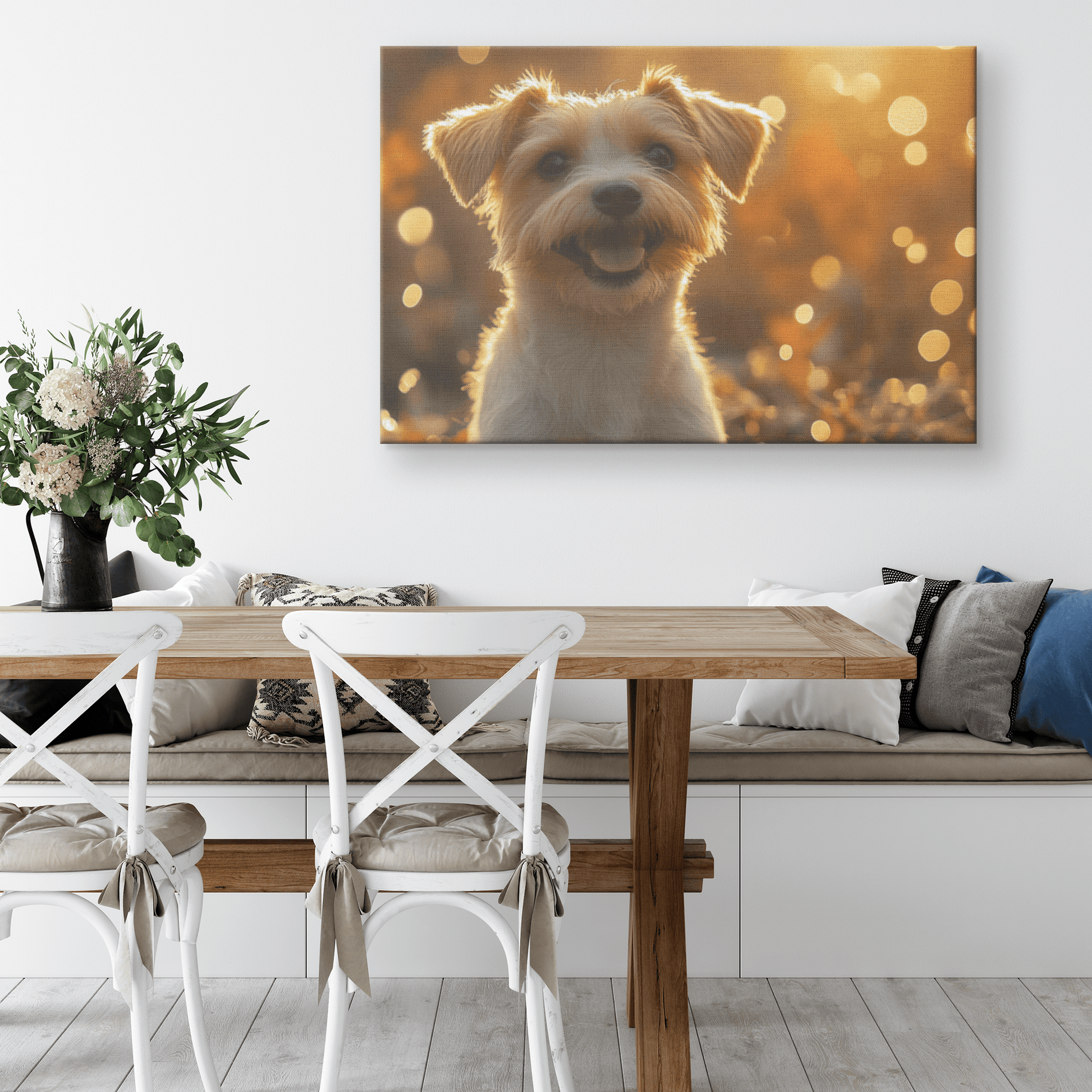 Parson Russell Terrier In Forest Setting With Shimmering Textures And Glowing Silver Highlights Canvas Wall Art Decor - Awakening Righteousness